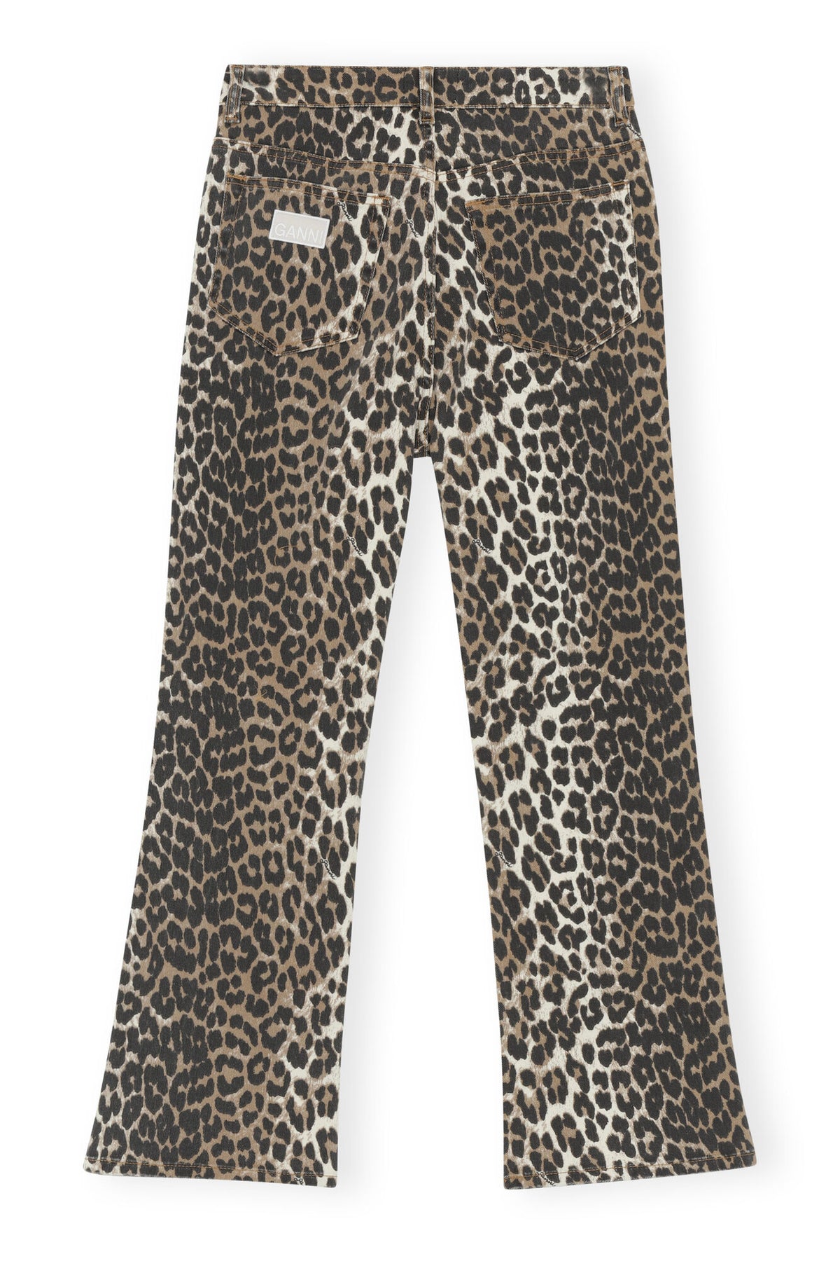 GANNI Print Denim Betzy Cropped - Leopard
