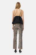 GANNI Print Denim Betzy Cropped - Leopard