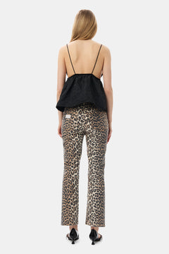 Print Denim Betzy Cropped - Leopard