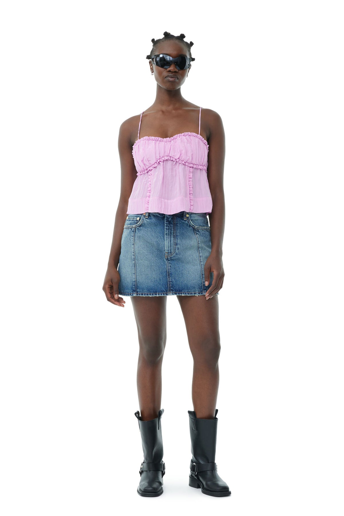 Sparkle Logo Denim Mini Skirt - Tint Wash