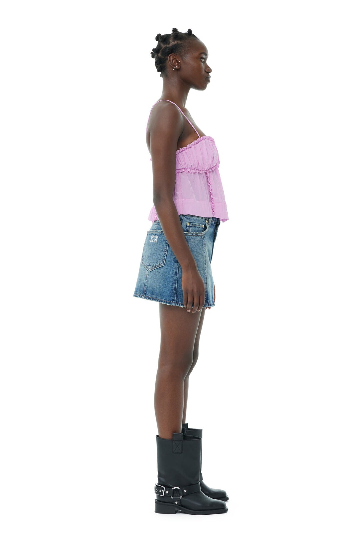 Sparkle Logo Denim Mini Skirt - Tint Wash
