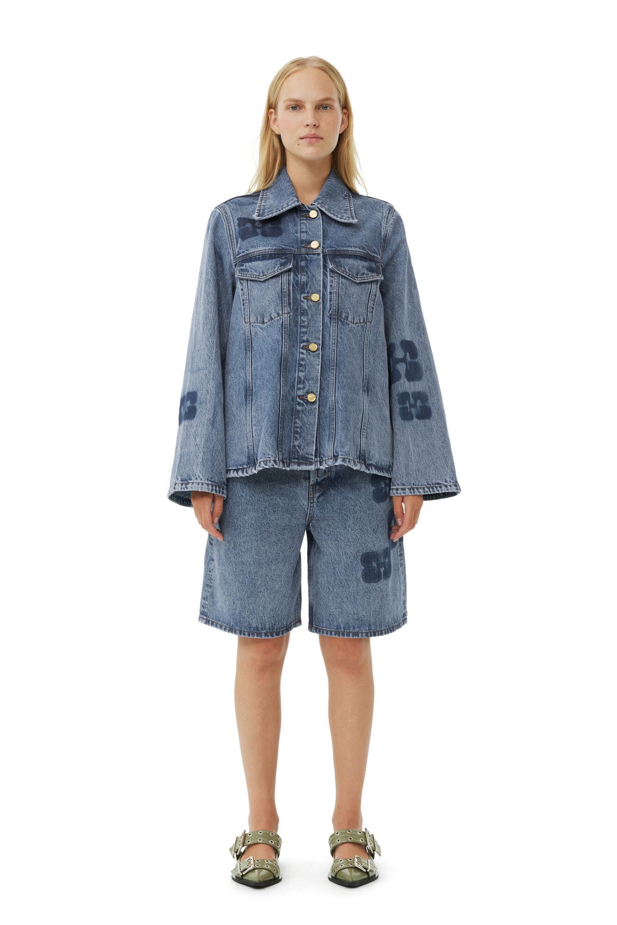 Patch Denim Jacket - Mid Blue Sone