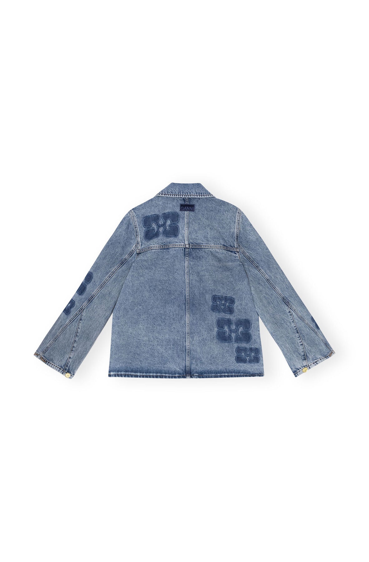 Patch Denim Jacket - Mid Blue Sone