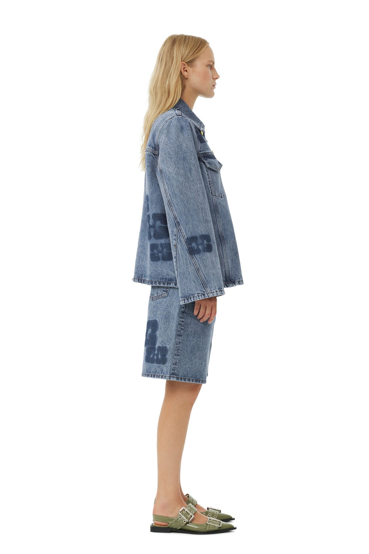 Patch Denim Jacket - Mid Blue Sone