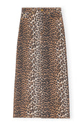Ganni Print Denim Maxi Slit Skirt - Leopard