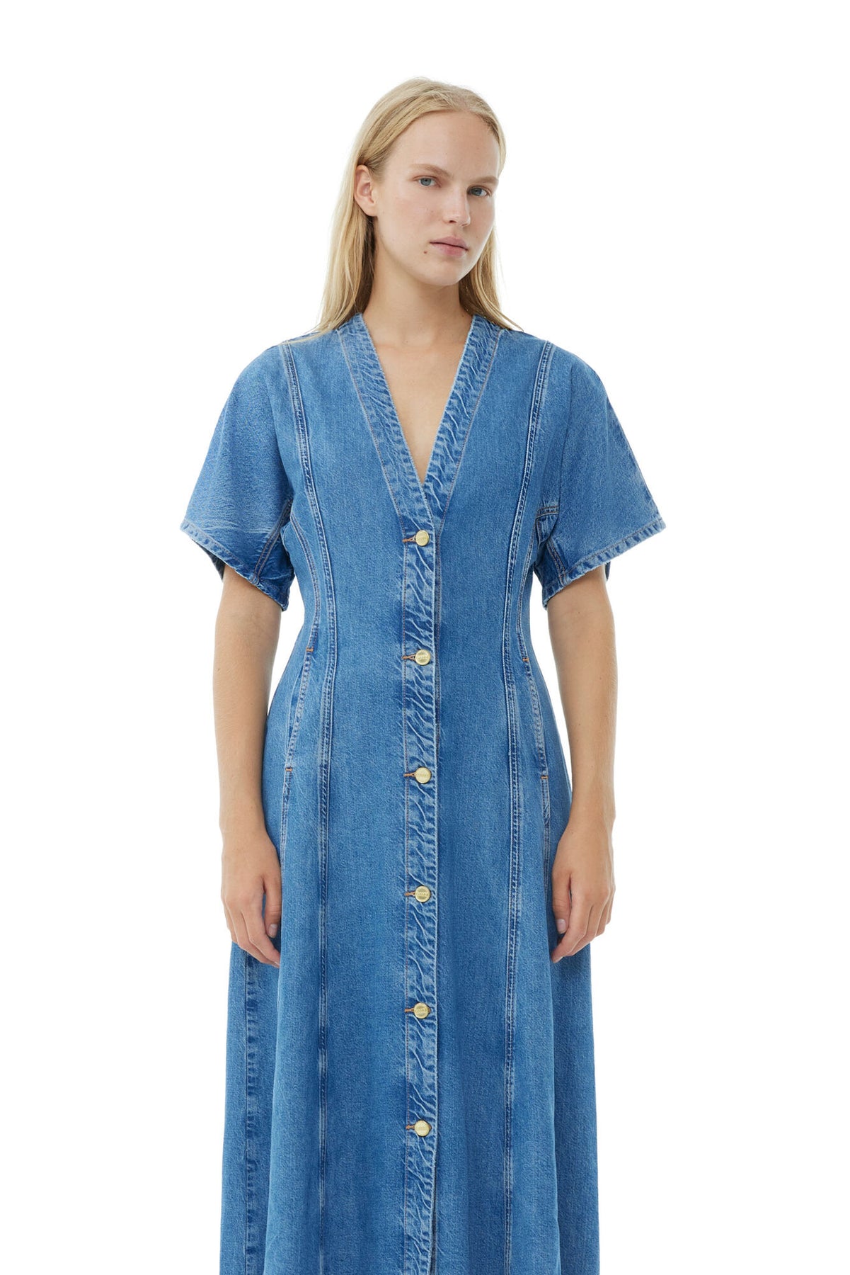 Future Denim Maxi Dress - Mid Blue Stone