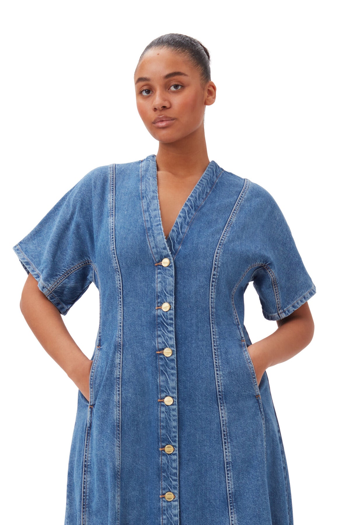 Future Denim Maxi Dress - Mid Blue Stone