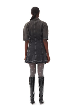 Tint Edge Denim Mini Dress - Washed Black/Black