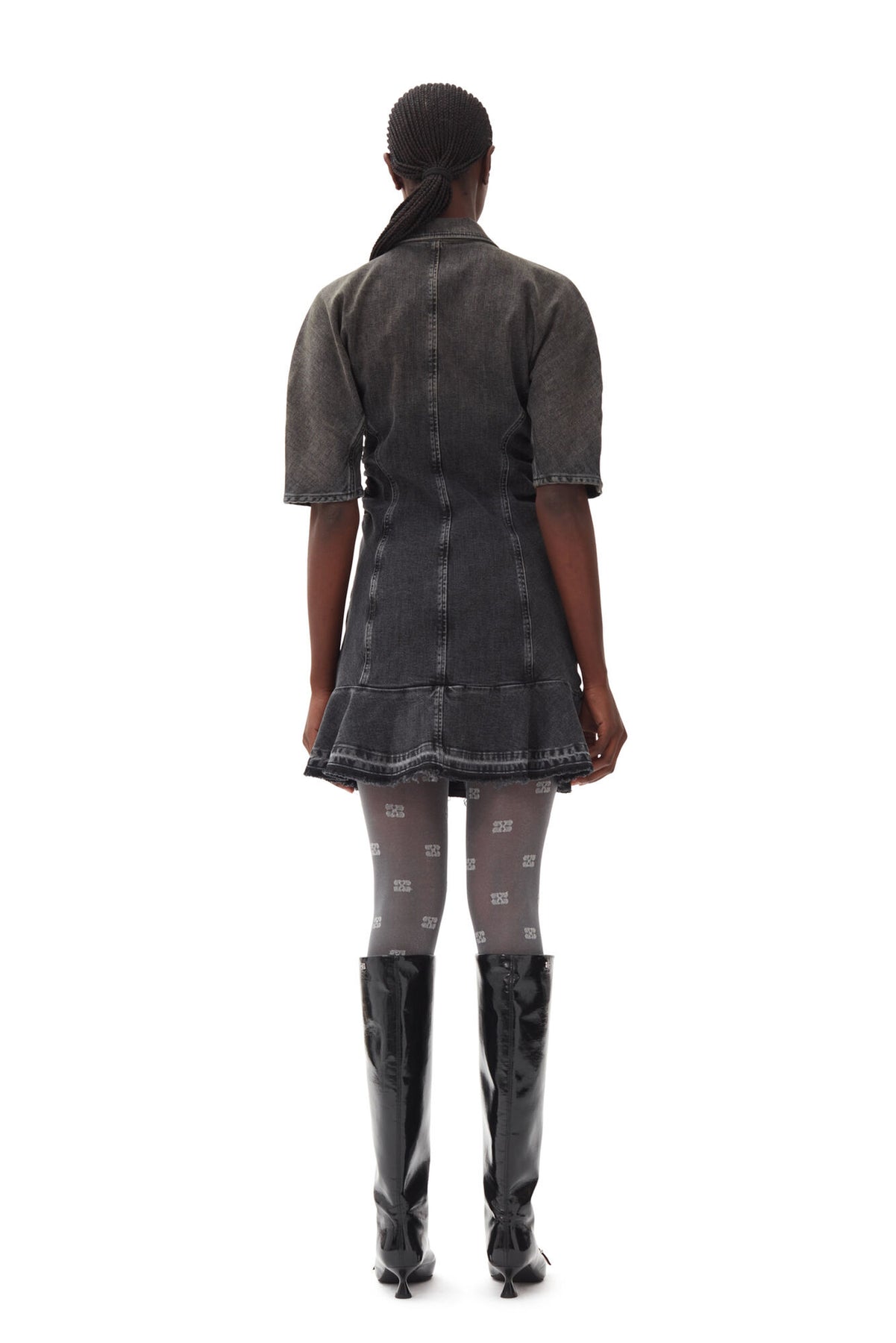 Tint Edge Denim Mini Dress - Washed Black/Black