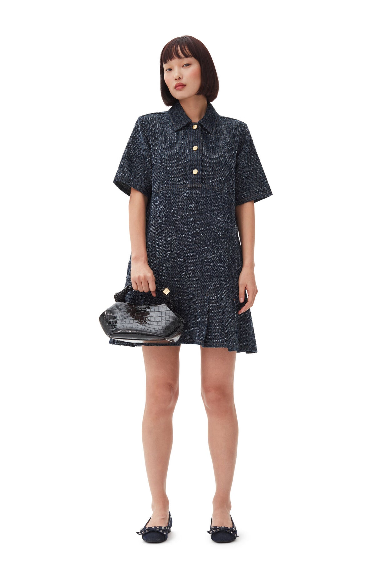 Fluffy Denim Mini Dress - Rinse