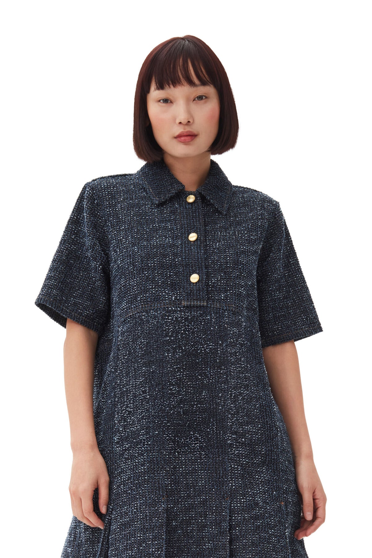 Fluffy Denim Mini Dress - Rinse