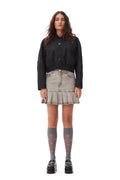 Future Denim Pleated Mini Skirt - Gray Quill