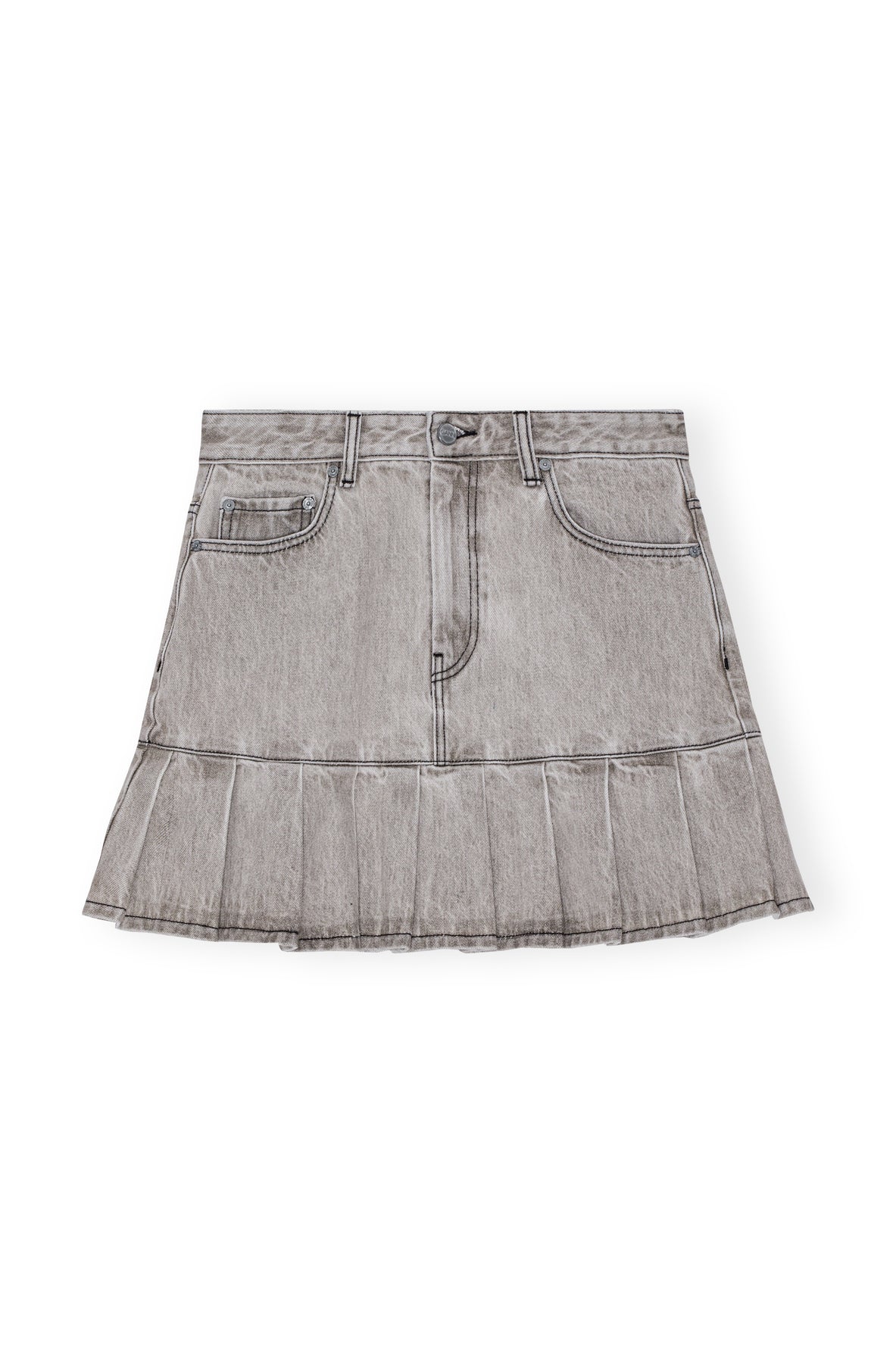 Future Denim Pleated Mini Skirt - Gray Quill