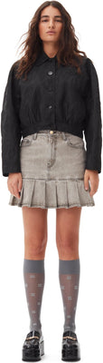 Future Denim Pleated Mini Skirt - Gray Quill