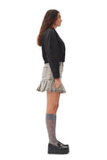 Future Denim Pleated Mini Skirt - Gray Quill