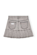 Future Denim Pleated Mini Skirt - Gray Quill