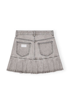 Future Denim Pleated Mini Skirt - Gray Quill