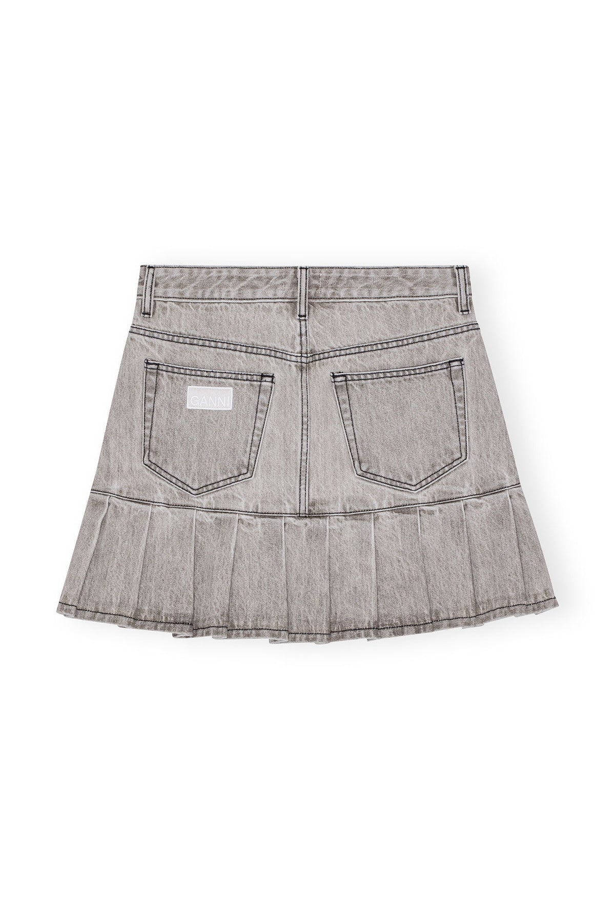 Future Denim Pleated Mini Skirt - Gray Quill