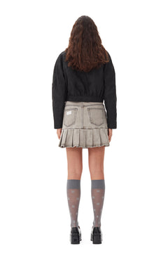 Future Denim Pleated Mini Skirt - Gray Quill
