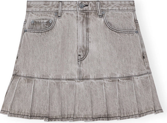 Future Denim Pleated Mini Skirt - Gray Quill