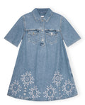 Broderie Anglaise Denimminiklänning - Light Blue Stone