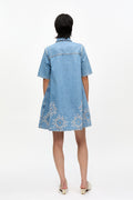 Broderie Anglaise Denimminiklänning - Light Blue Stone