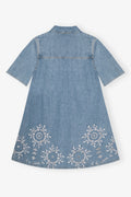 Broderie Anglaise Denimminiklänning - Light Blue Stone