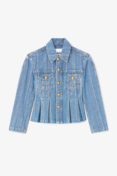 Structured Denim Fitted Jacket - Mid Blue Stone