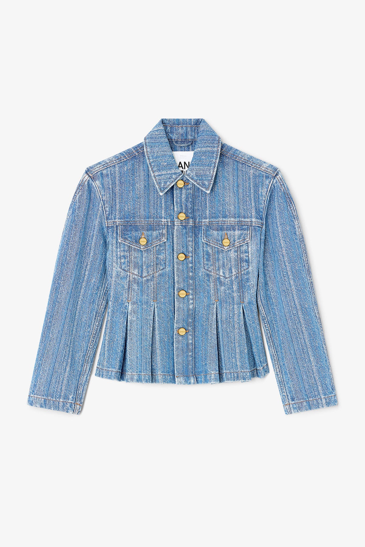 Structured Denim Fitted Jacket - Mid Blue Stone