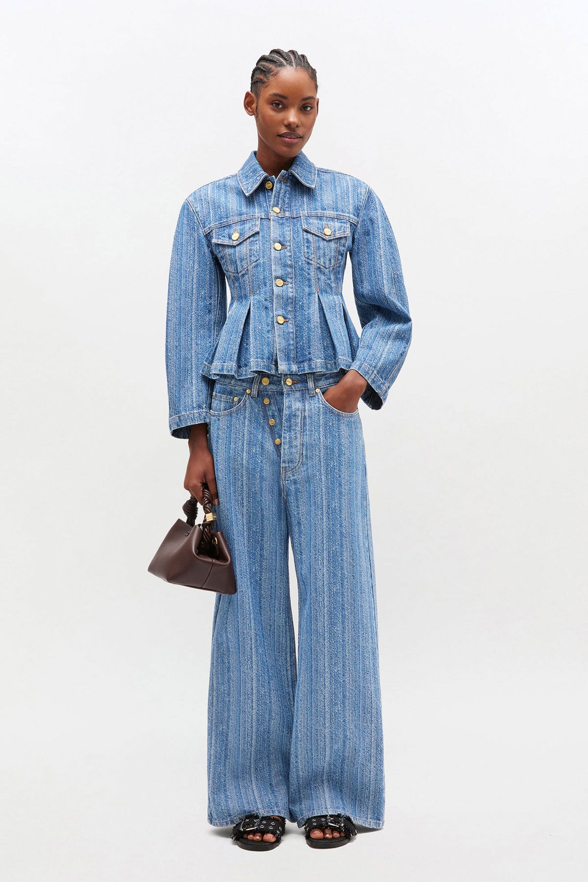 Structured Denim Fitted Jacket - Mid Blue Stone