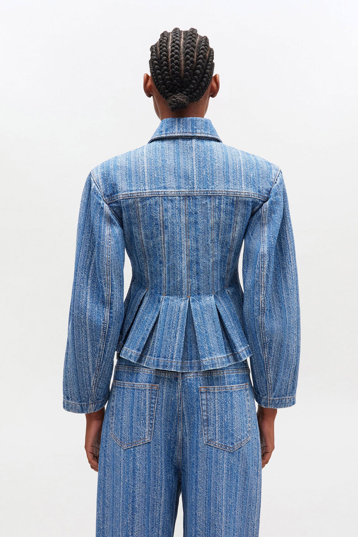 Structured Denim Fitted Jacket - Mid Blue Stone