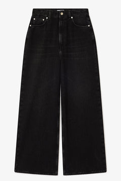 Soft Rigid Denim Baggy Jeans - Black Washed