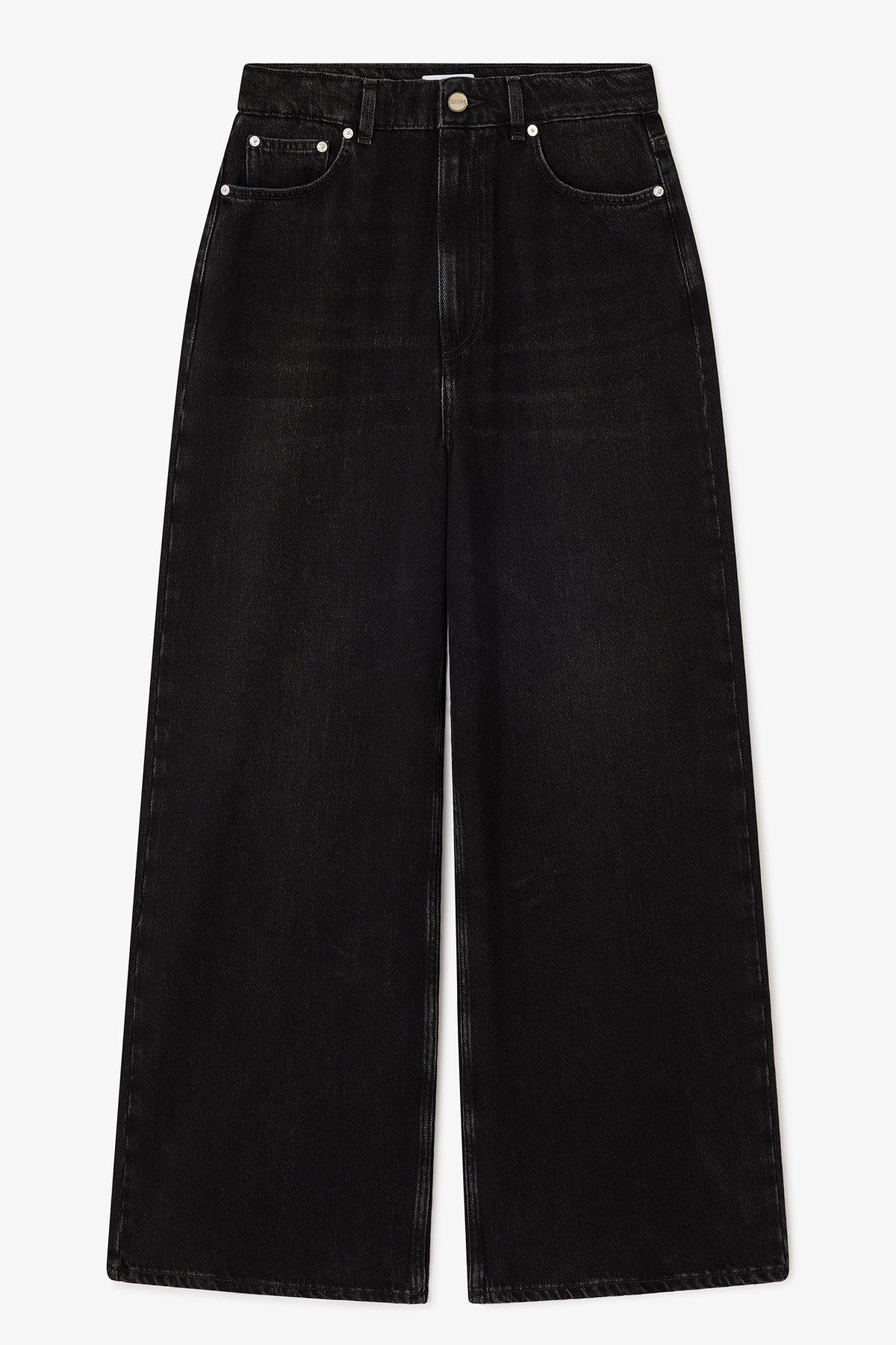 Soft Rigid Denim Baggy Jeans - Black Washed