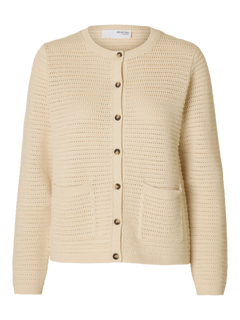Vinna Ls Structure Knit Cardigan Noos - Birch