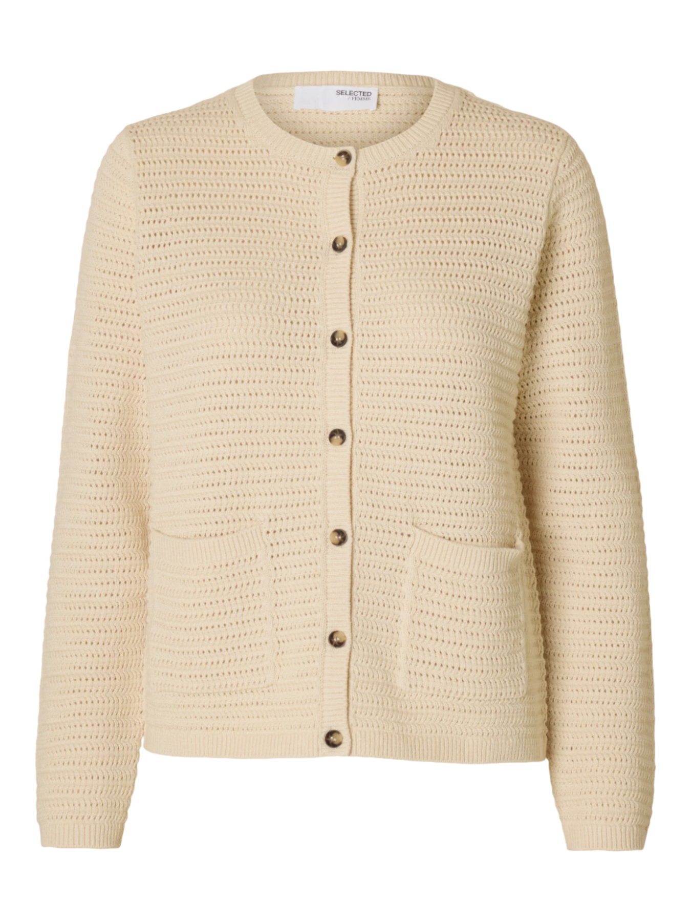 Vinna LS Structure Knit Kofta Noos - Birch