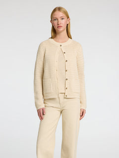 Vinna Ls Structure Knit Cardigan Noos - Birch