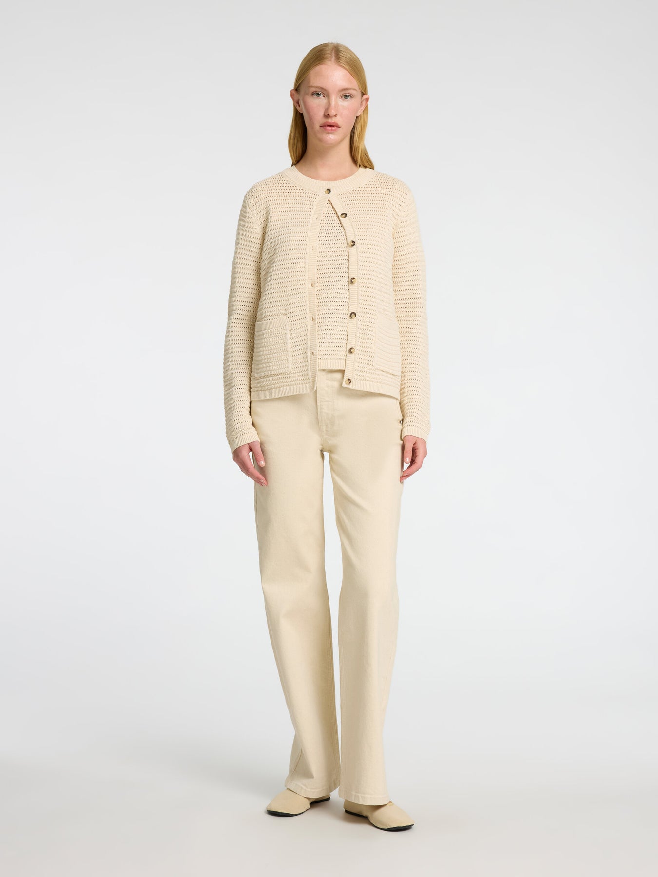 Vinna LS Structure Knit Kofta Noos - Birch