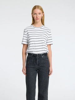 Essential Ss Striped Boxy Tee Noos - Bright White Black - Wide/Thin Stripes
