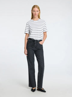 Essential Ss Striped Boxy Tee Noos - Bright White Black - Wide/Thin Stripes