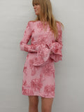3D Mesh Mini Dress - Sea Pink