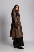 Renee Faux Leather Coat - Ljusbrun