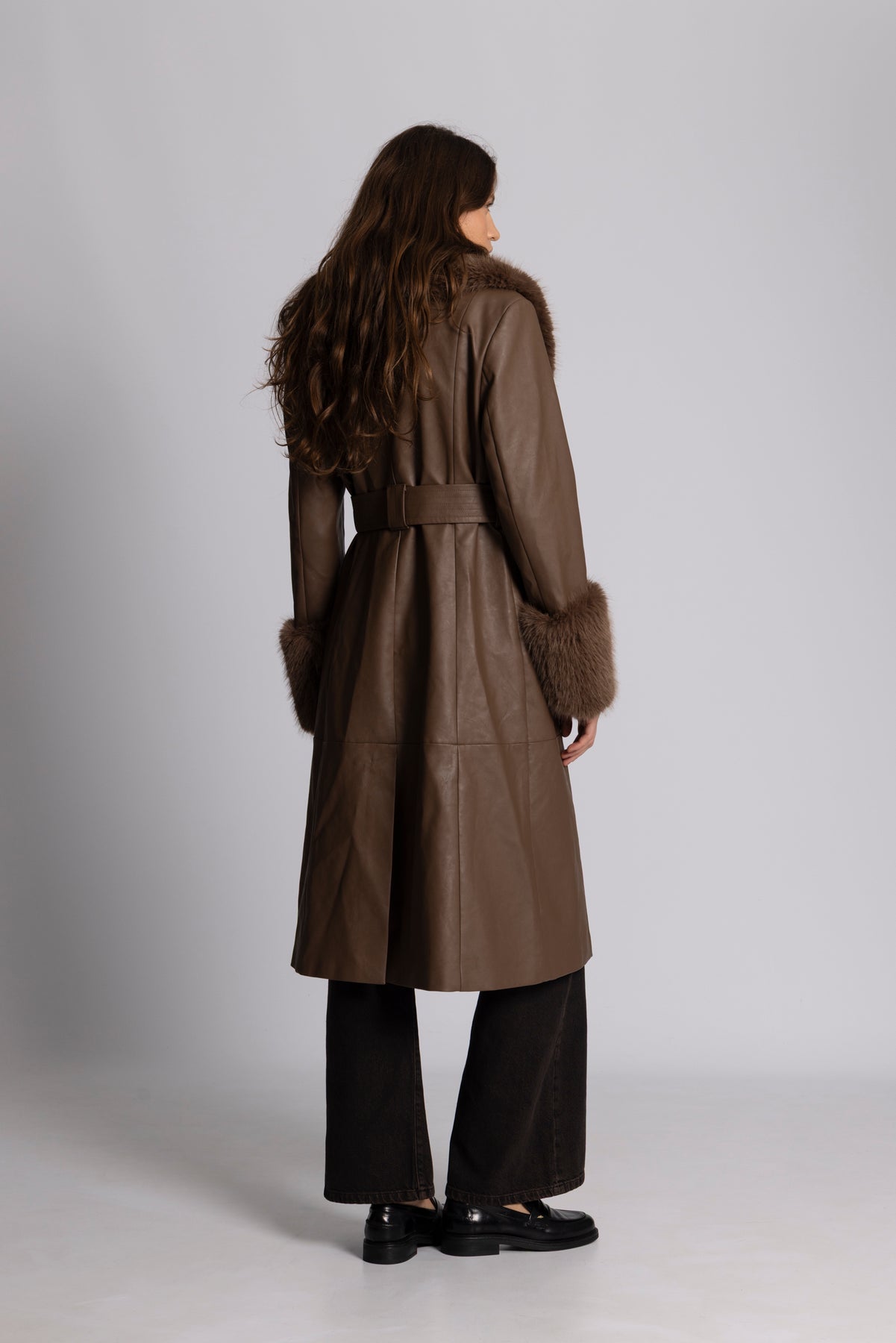 Renee Faux Leather Coat - Ljusbrun