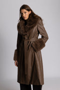 Renee Faux Leather Coat - Ljusbrun