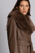 Renee Faux Leather Coat - Ljusbrun