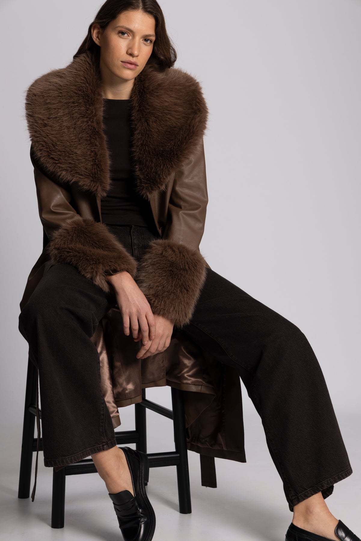 Renee Faux Leather Coat - Ljusbrun