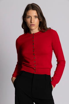Jenny Knit Wool Cardigan - Red