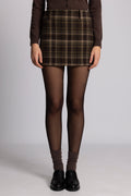 Jennifer Wool Checked Mini Skirt - Mörkbrun
