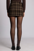 Jennifer Wool Checked Mini Skirt - Mörkbrun
