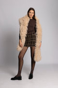 Lynn Faux Fur Maxi Shawl - Champagne