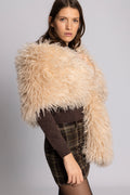 Lynn Faux Fur Maxi Shawl - Champagne